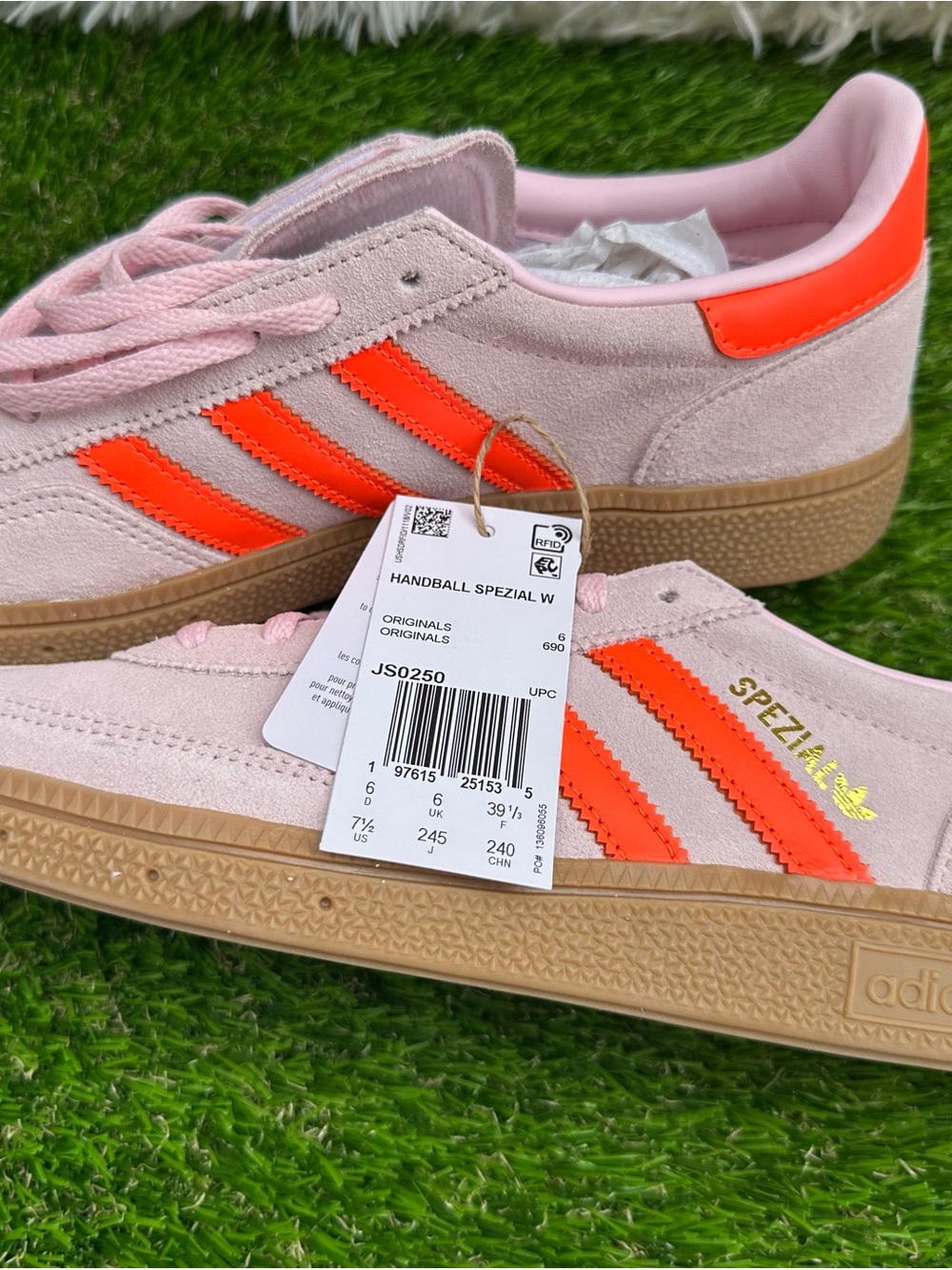 Women adidas Handball Spezial Suede Sneaker - Pink with Orange Stripes
